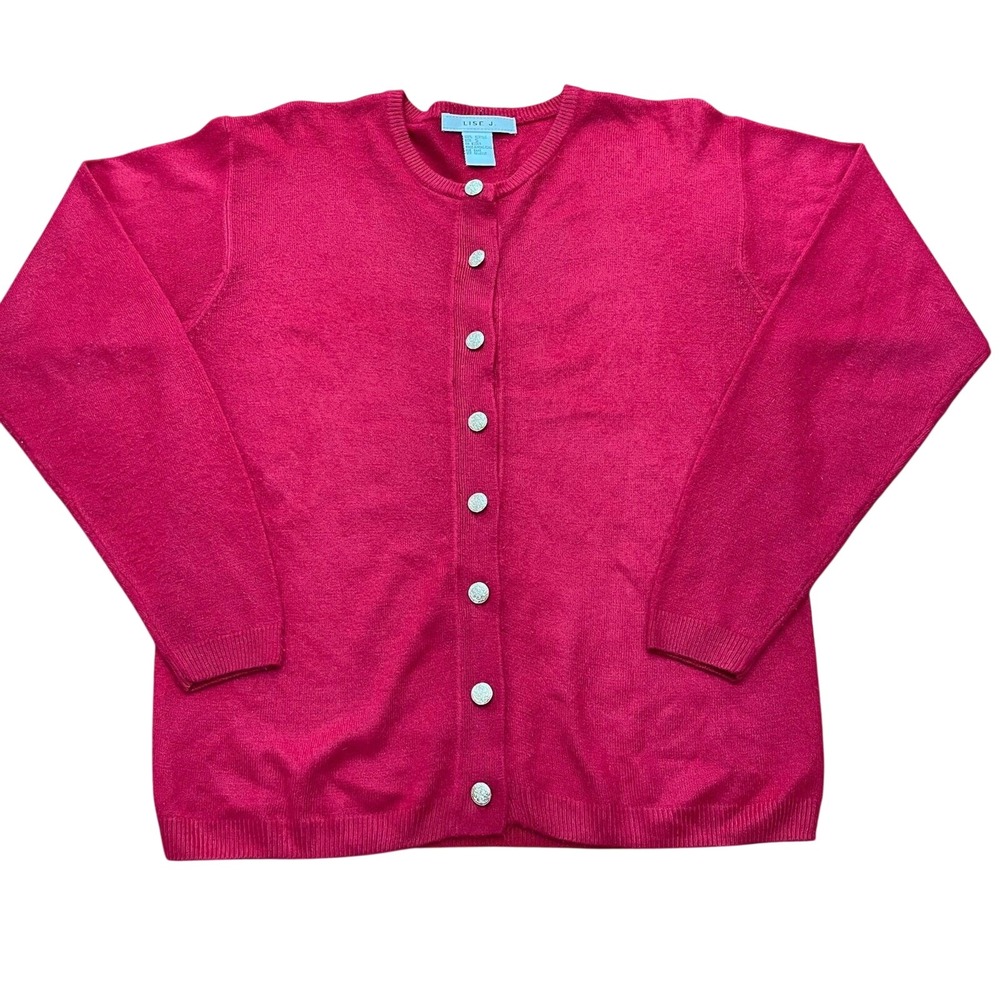Lise J Vintage Red Cardigan Gold Buttons S 90s Geek Academia Preppy Secretary